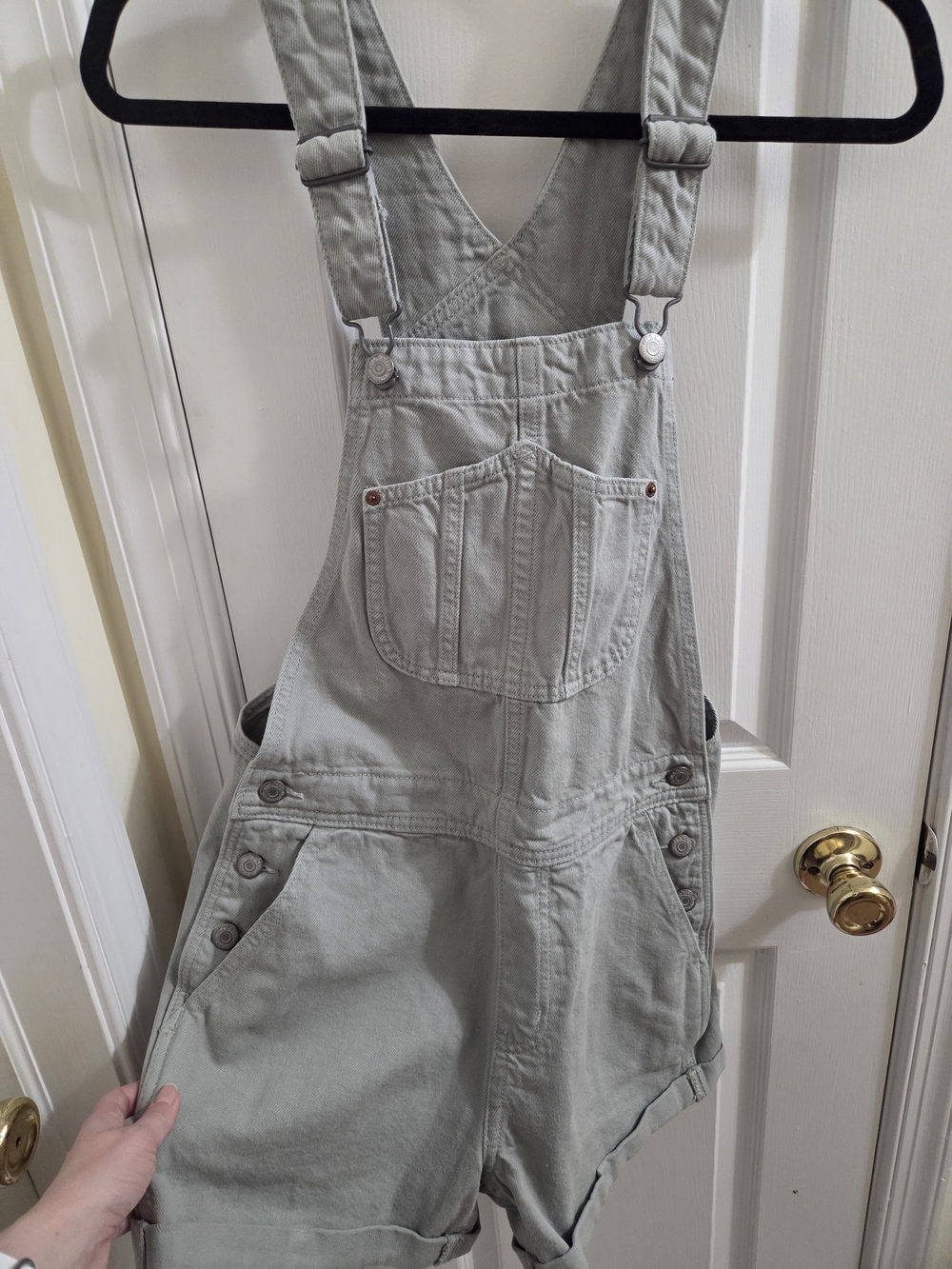 Old Navy Light Gray Short Overalls Romper